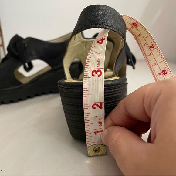 Fly London Ylfa Lace Up Wedge Black Platform Sandals Size 38 - Picture 7 of 13